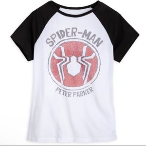 Disney Store Marvel Spiderman Peter Parker Raglan sleeve Women’s shirt 1X NWT